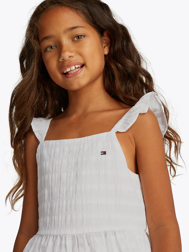 Tommy Hilfiger Trägertop »TEXTURED COTTON TOP SLVLS« mit Stickerei, mit Rüschen