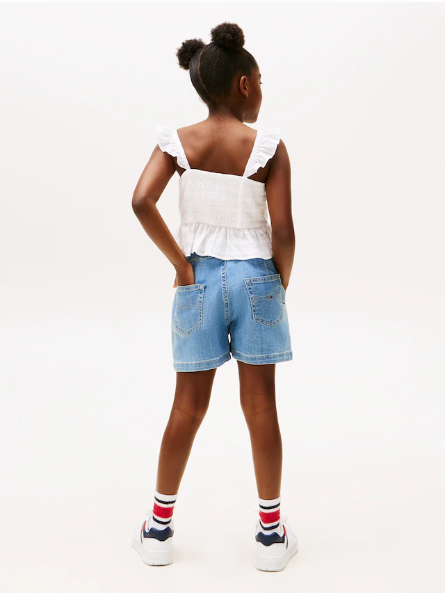 Tommy Hilfiger Trägertop »TEXTURED COTTON TOP SLVLS« mit Stickerei, mit Rüschen