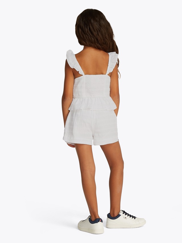 Tommy Hilfiger Trägertop »TEXTURED COTTON TOP SLVLS« mit Stickerei, mit Rüschen