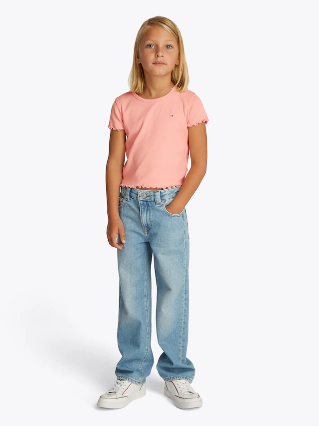 Tommy Hilfiger T-Shirt »ESSENTIAL RIB TOP SS« mit Logostickerei