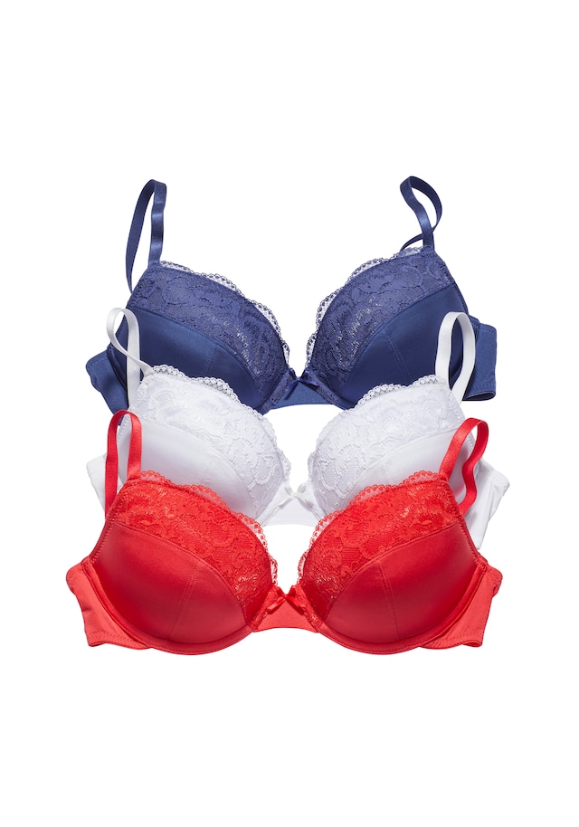 petite fleur by Lascana Push-up-BH Packung, 3 Stück, mit Bügel & herausnehmbaren Kissen