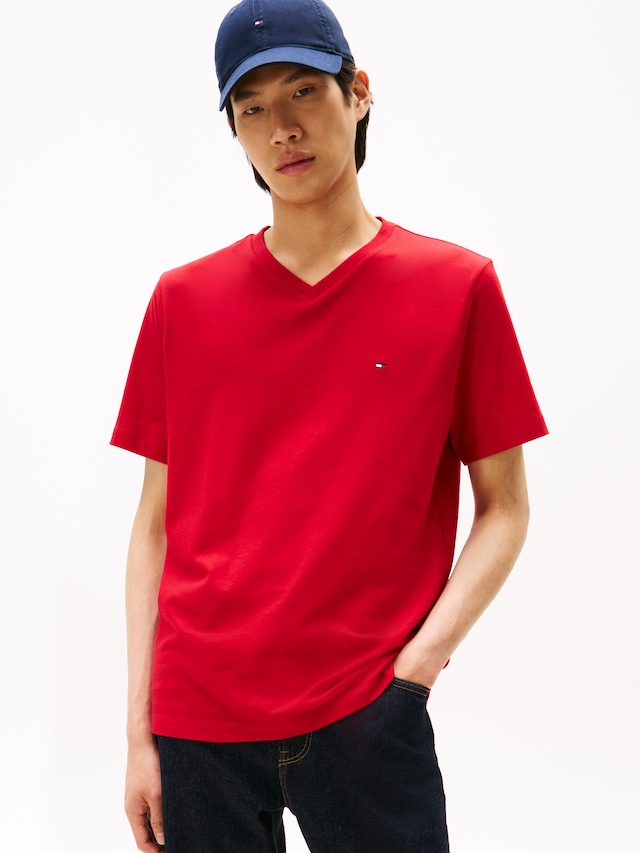 Tommy Hilfiger V-Shirt »ESSENTIAL V-NECK« unifarben, casual, regular fit, Baumwolle,