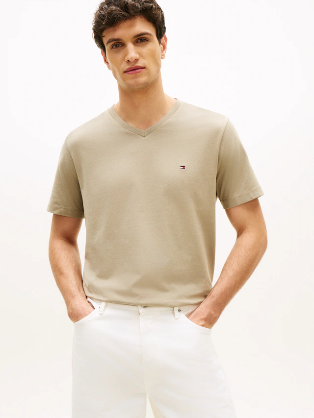 Tommy Hilfiger V-Shirt »ESSENTIAL V-NECK« unifarben, casual, regular fit, Baumwolle,