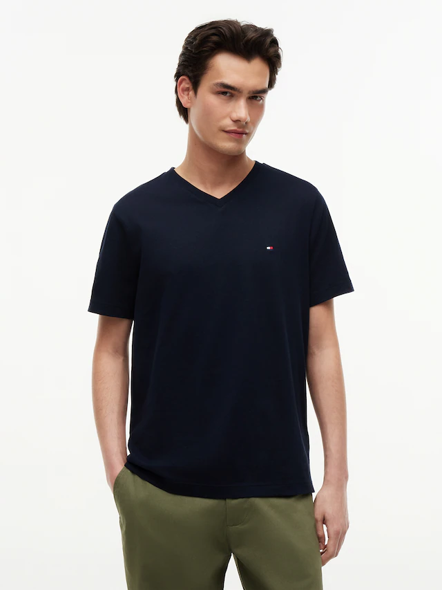Tommy Hilfiger V-Shirt »ESSENTIAL V-NECK« unifarben, casual, regular fit, Baumwolle,