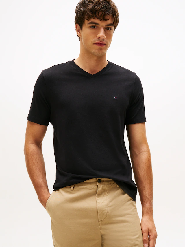Tommy Hilfiger V-Shirt »ESSENTIAL V-NECK« unifarben, casual, regular fit, Baumwolle,