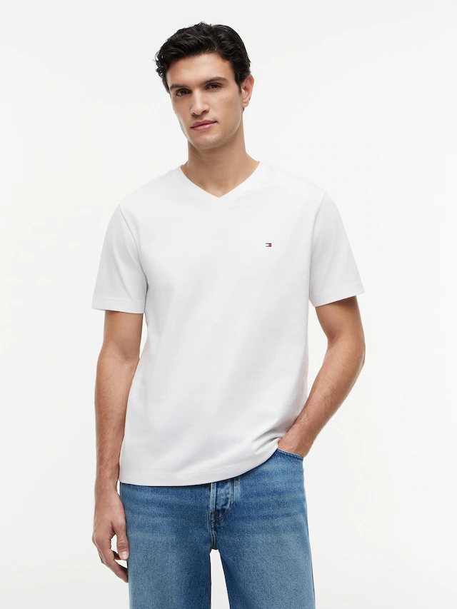 Tommy Hilfiger V-Shirt »ESSENTIAL V-NECK« unifarben, casual, regular fit, Baumwolle,