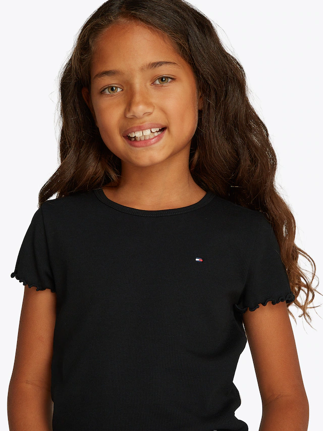 Tommy Hilfiger T-Shirt »ESSENTIAL RIB TOP SS« mit Logostickerei