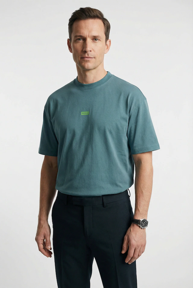 HUGO T-Shirt »Nalono« mit Logodruck, Oversized Look mit Backprint