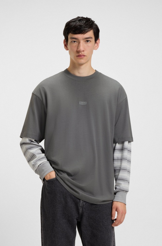 HUGO T-Shirt »Nalono« mit Logodruck, Oversized Look mit Backprint