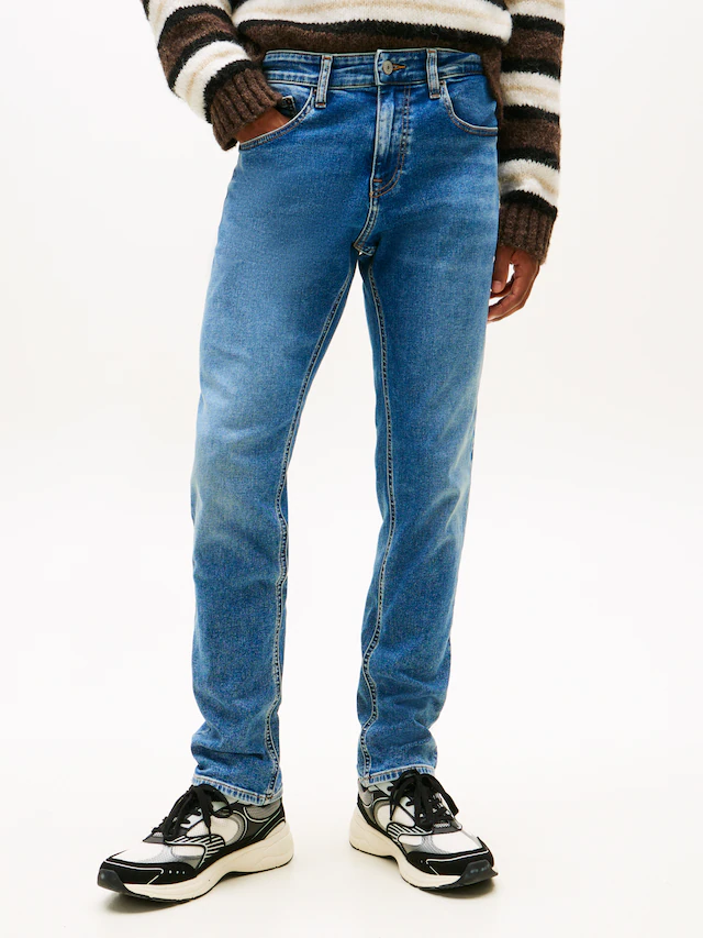 Tommy Jeans Gerade Jeans »Scanton Slim« Mit Markenlabel aus Leder hinten
