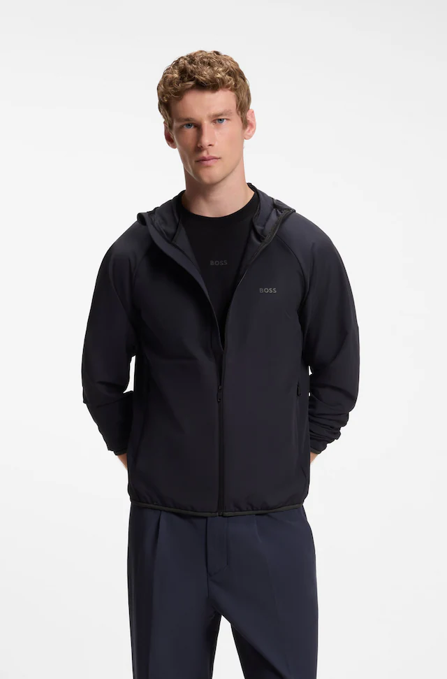 BOSS GREEN Funktionsjacke »L Commuter« mit Kapuze wasserabweisend Funktionsjacke mit gummiertem Label 4 Wege Stretch