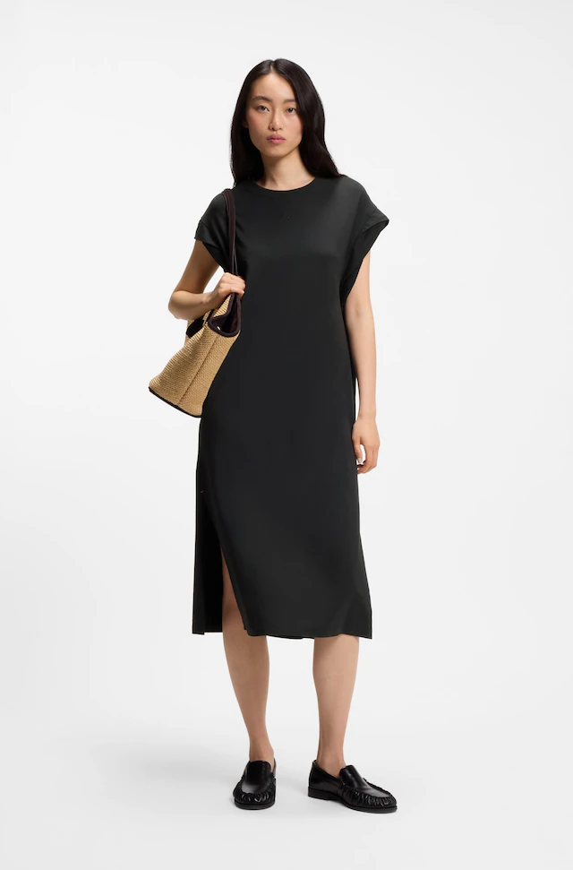 BOSS ORANGE Jerseykleid »Edress Premium Damenmode« mit Schlitzen, Logoschriftzug