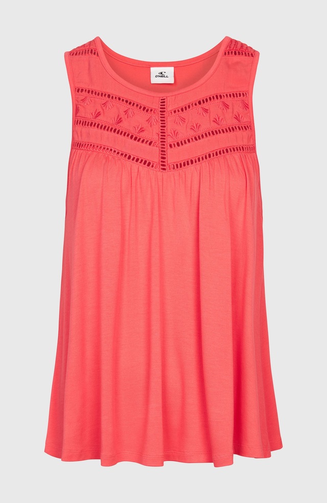 O'Neill Tanktop »ESSENTIALS TOKEENA EMBROIDERY TANK« mit bestickten Einsätzen am U-Ausschnitt, aus Viskose und Elasthan