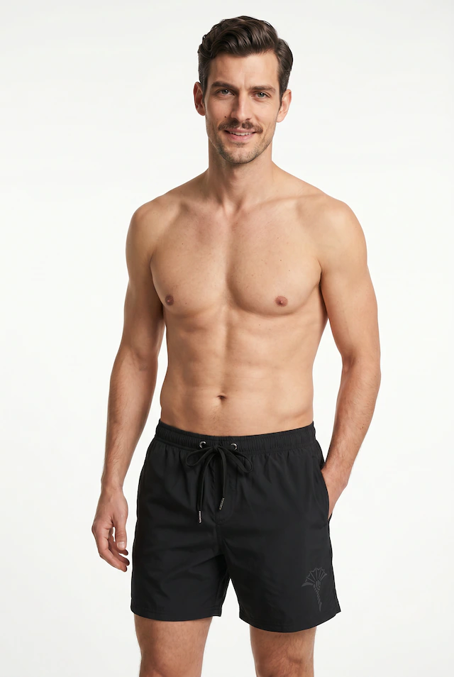 JOOP! Badeshorts »Solid« Cornflower-Logo, kurze Seitenschlitze