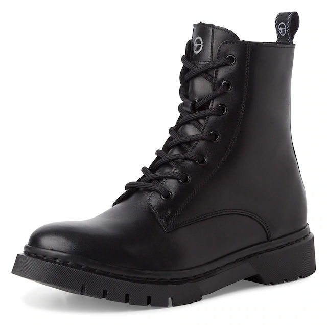 Tamaris Winterboots , Blockabsatz, Schnürboots, Winterstiefelette, T-Logo an der Zunge