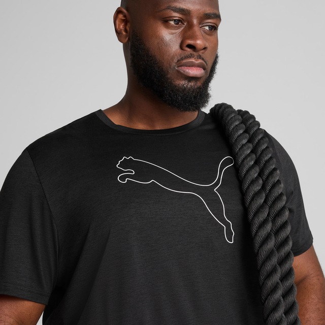 PUMA Trainingsshirt »M TAD ESSENTIAL HEATHER CAT TEE (CF LARGE CAT)« mit Rundhalsausschnitt, mit Kurzarm, für sportliche Aktivitäten