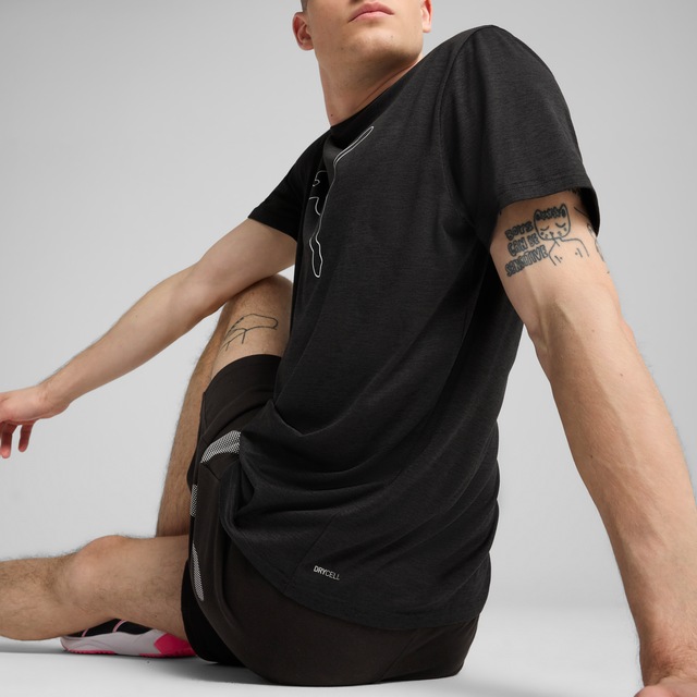 PUMA Trainingsshirt »M TAD ESSENTIAL HEATHER CAT TEE (CF LARGE CAT)« mit Rundhalsausschnitt, mit Kurzarm, für sportliche Aktivitäten