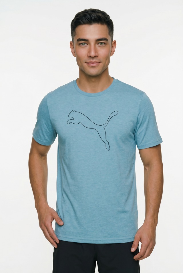 PUMA Trainingsshirt »M TAD ESSENTIAL HEATHER CAT TEE (CF LARGE CAT)« mit Rundhalsausschnitt, mit Kurzarm, für sportliche Aktivitäten