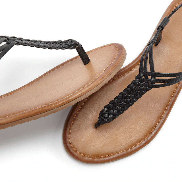 Vivance Zehentrenner Sandalette, Sommerschuh,Sandale aus Leder mit Flecht-Optik