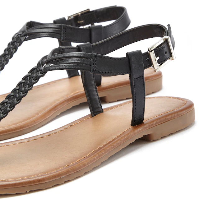 Vivance Zehentrenner Sandalette, Sommerschuh,Sandale aus Leder mit Flecht-Optik