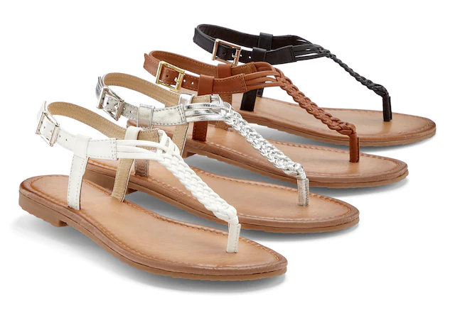 Vivance Zehentrenner Sandalette, Sommerschuh,Sandale aus Leder mit Flecht-Optik