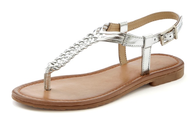 Vivance Zehentrenner Sandalette, Sommerschuh,Sandale aus Leder mit Flecht-Optik