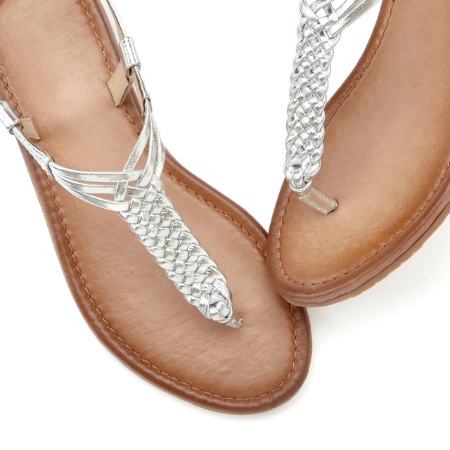Vivance Zehentrenner Sandalette, Sommerschuh,Sandale aus Leder mit Flecht-Optik