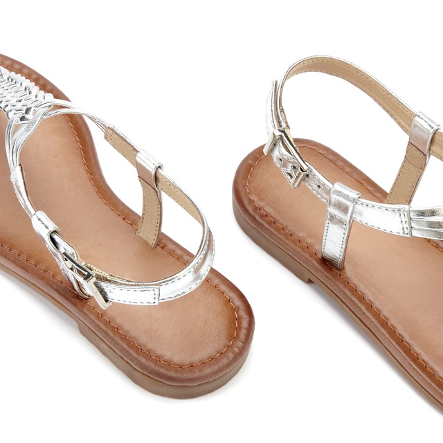 Vivance Zehentrenner Sandalette, Sommerschuh,Sandale aus Leder mit Flecht-Optik