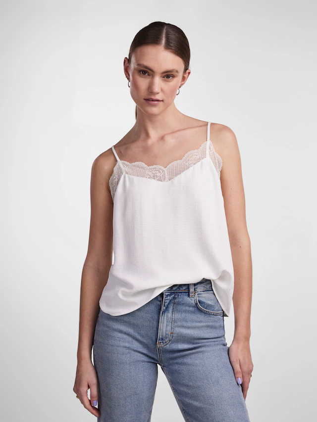 pieces Trägertop »PCTIFFANY STRAP LACE TOP WVN NOOS BC« Kunstfaser, regular fit