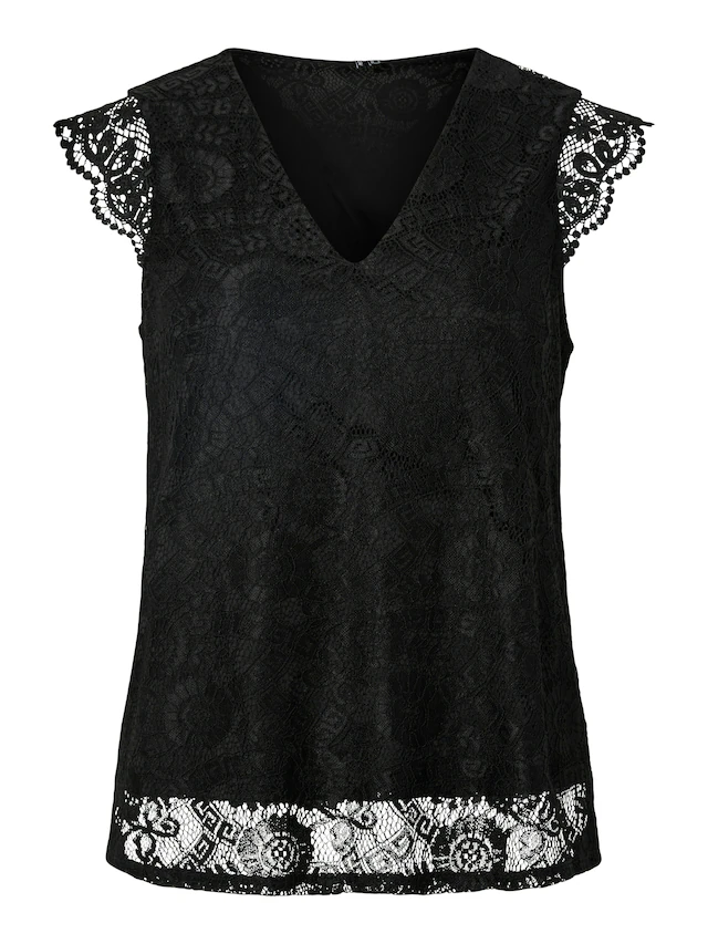 pieces Spitzentop »PCOLLINE SL LACE V-NECK TOP WVN NOOS«
