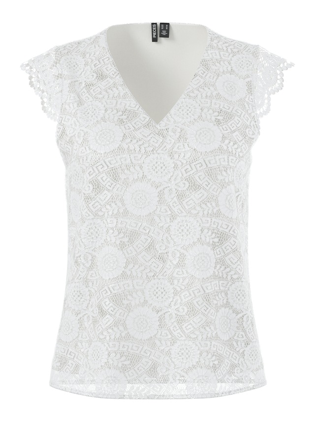 pieces Spitzentop »PCOLLINE SL LACE V-NECK TOP WVN NOOS«