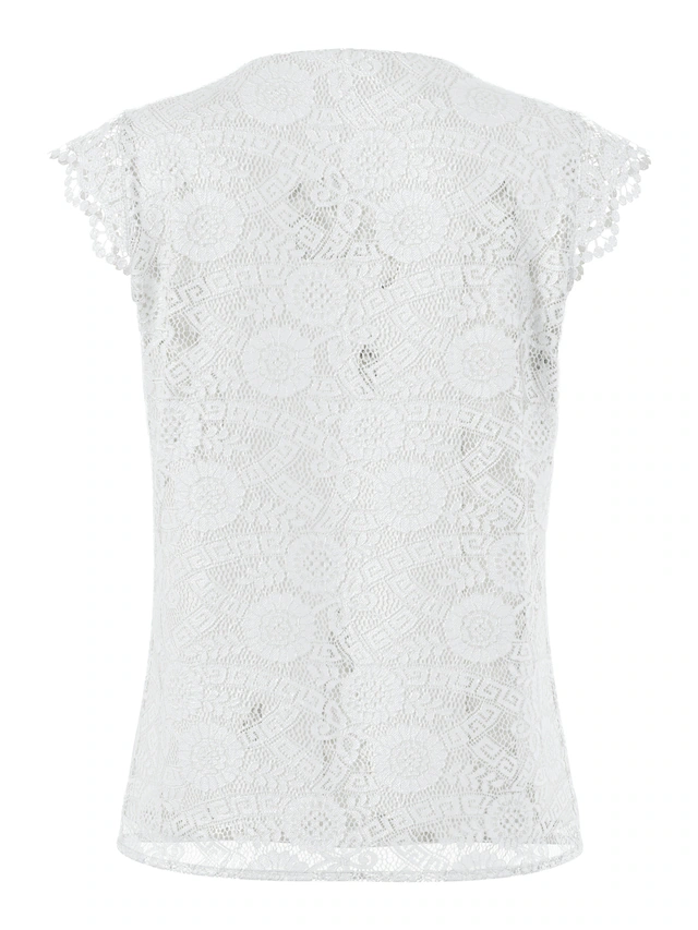 pieces Spitzentop »PCOLLINE SL LACE V-NECK TOP WVN NOOS«