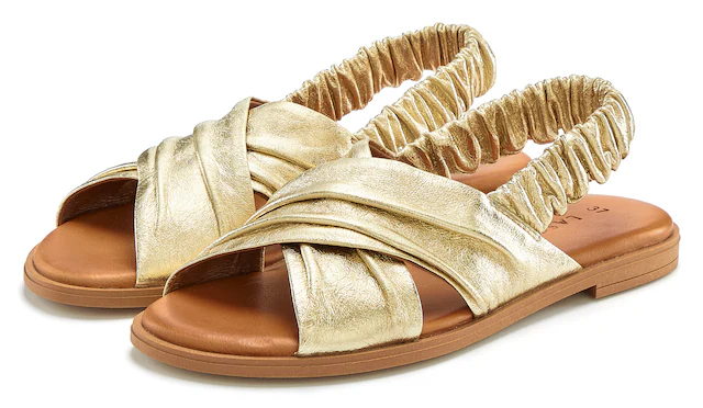 LASCANA Sandale »Sandalette, Sommerschuh, offener Schuh, Pantolette« aus Leder mit elastischen Riemchen
