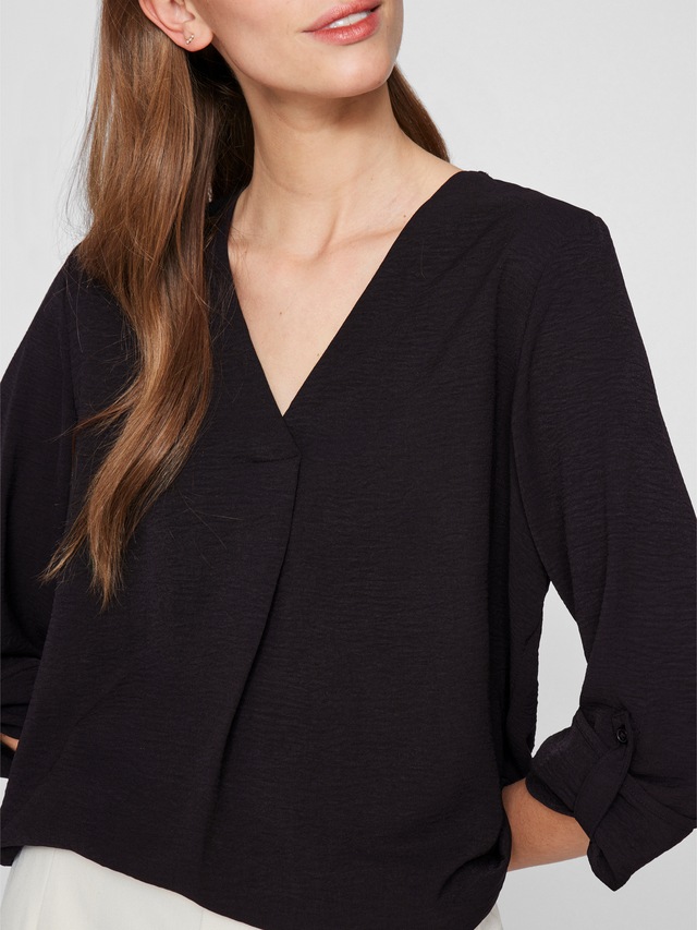 Vila Blusenshirt »VIJOSA 3/4 V-NECK TOP - NOOS«