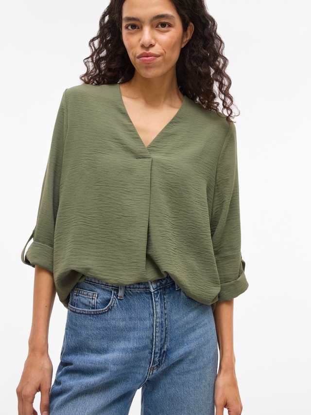 Vila Blusenshirt »VIJOSA 3/4 V-NECK TOP - NOOS«