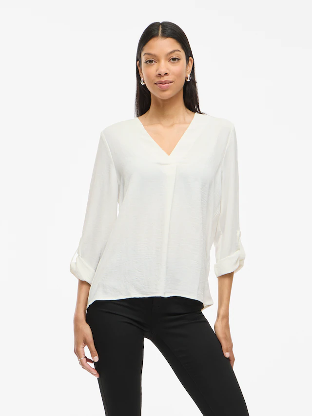 Vila Blusenshirt »VIJOSA 3/4 V-NECK TOP - NOOS«