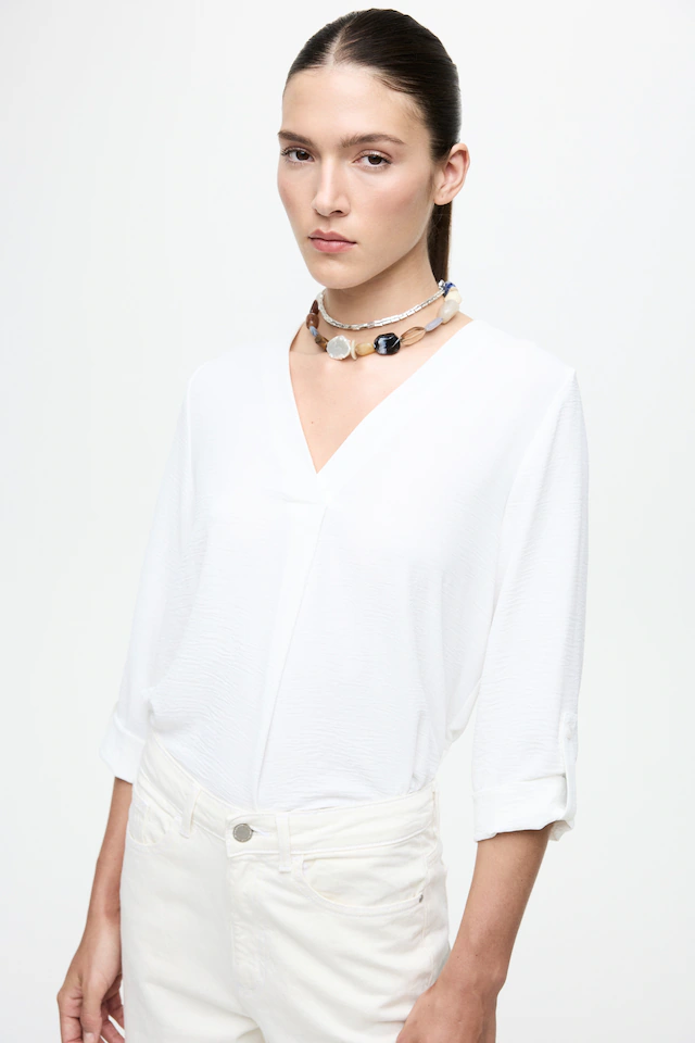 Vila Blusenshirt »VIJOSA 3/4 V-NECK TOP - NOOS«