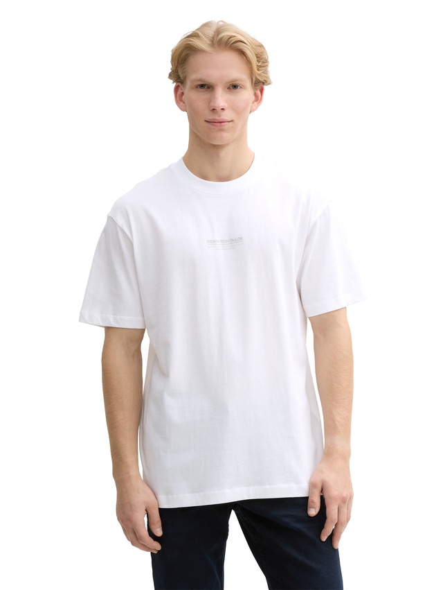 TOM TAILOR Denim Rundhalsshirt mit Marken-Frontprint