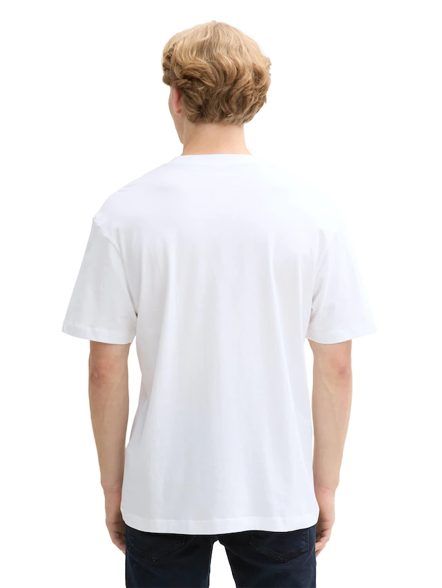 TOM TAILOR Denim Rundhalsshirt mit Marken-Frontprint