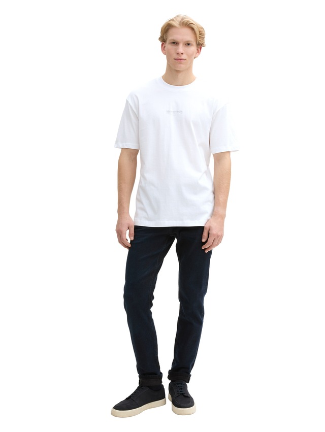 TOM TAILOR Denim Rundhalsshirt mit Marken-Frontprint
