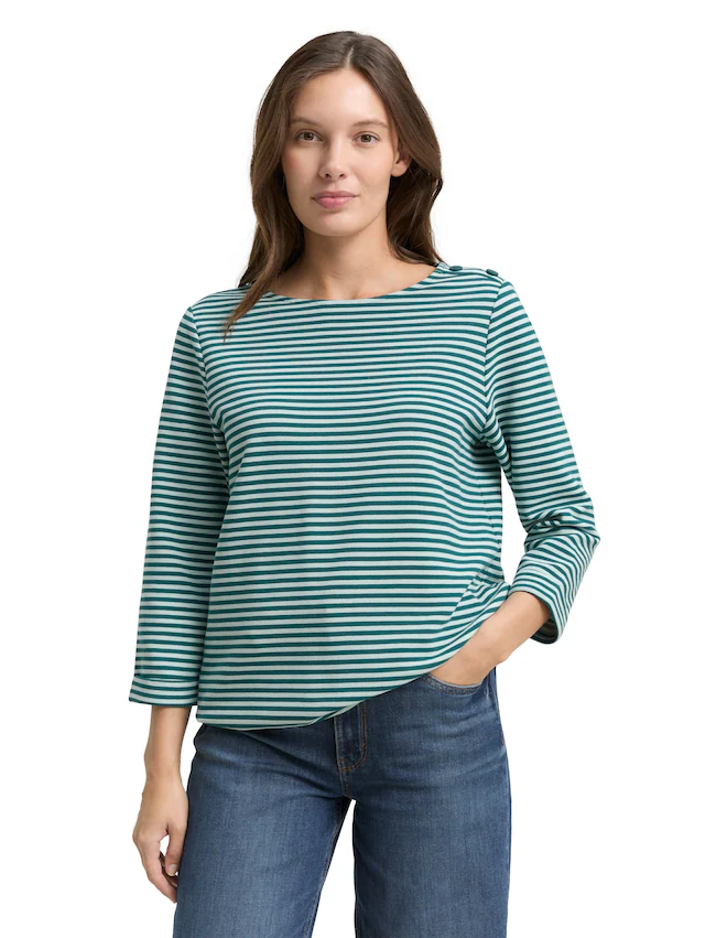TOM TAILOR Langarmshirt »Loose« mit Knöpfen an der Schulter