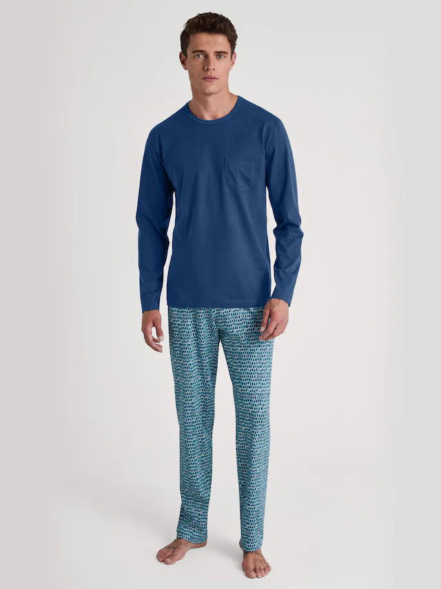 CALIDA Schlafanzug »Relax Imprint 2« 2 tlg. Langarm-Shirt & Hose mit geradem Bein