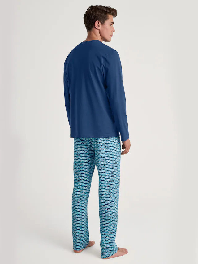 CALIDA Schlafanzug »Relax Imprint 2« 2 tlg. Langarm-Shirt & Hose mit geradem Bein