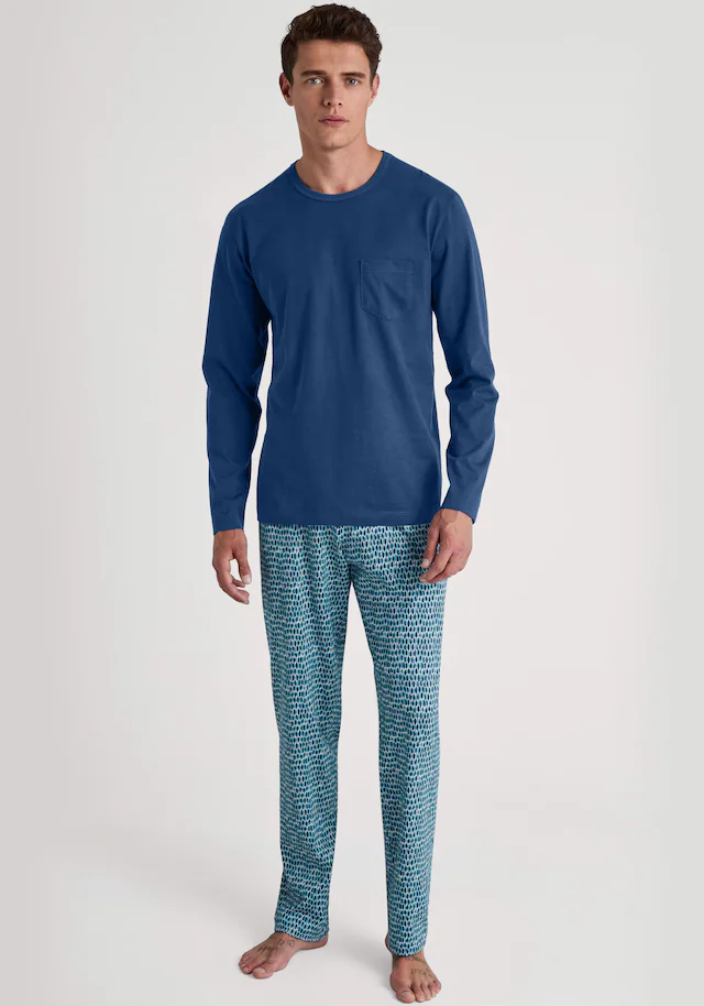 CALIDA Schlafanzug »Relax Imprint 2« 2 tlg. Langarm-Shirt & Hose mit geradem Bein