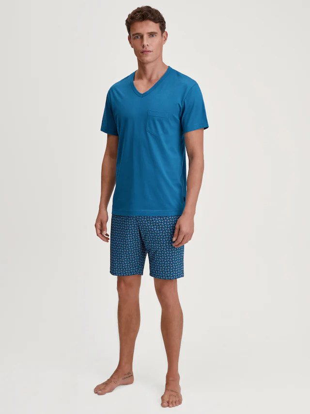 CALIDA Shorty »Relax Imprint 2« 2 V-Ausschnitt, Brusttasche, Kurzarm, Single Jersey Qualität