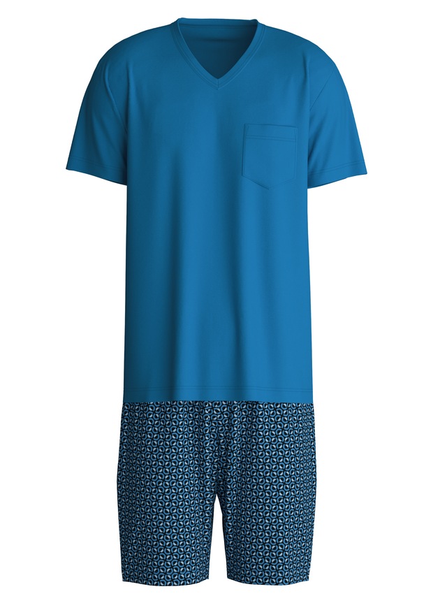 CALIDA Shorty »Relax Imprint 2« 2 V-Ausschnitt, Brusttasche, Kurzarm, Single Jersey Qualität