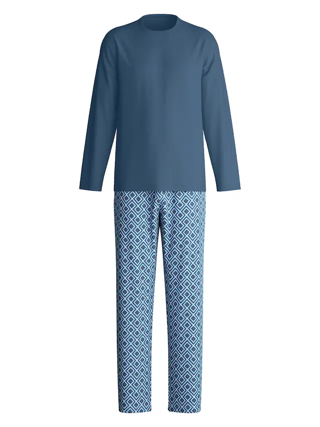 CALIDA Schlafanzug »Relax Streamline 3« 2 Langarm-Shirt mit eingefasstem Rundhalsausschnitt