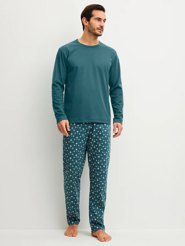 CALIDA Schlafanzug »Relax Streamline 3« 2 Langarm-Shirt mit eingefasstem Rundhalsausschnitt