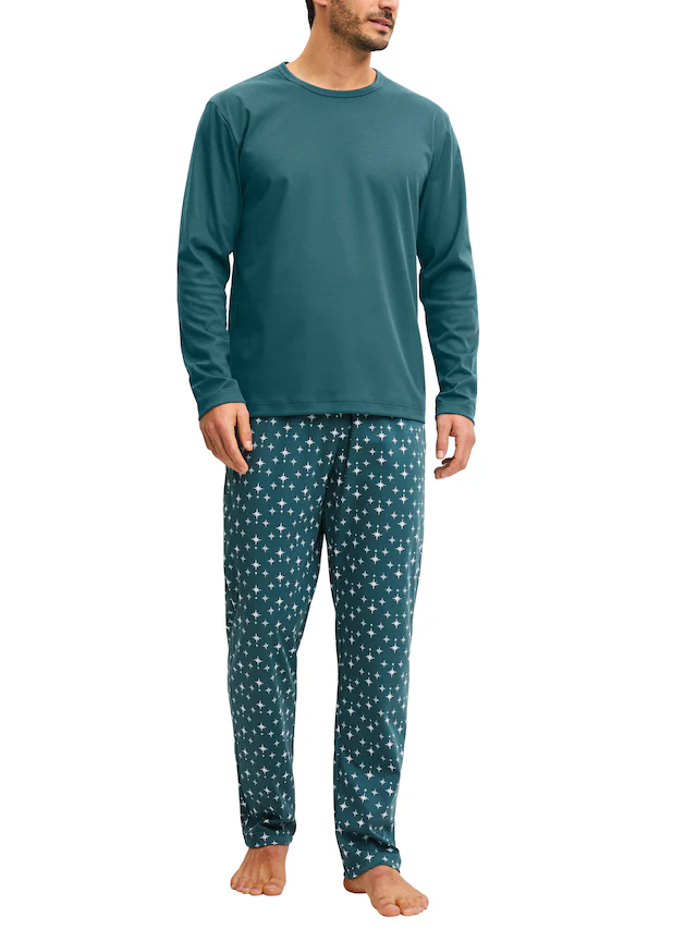 CALIDA Schlafanzug »Relax Streamline 3« 2 Langarm-Shirt mit eingefasstem Rundhalsausschnitt