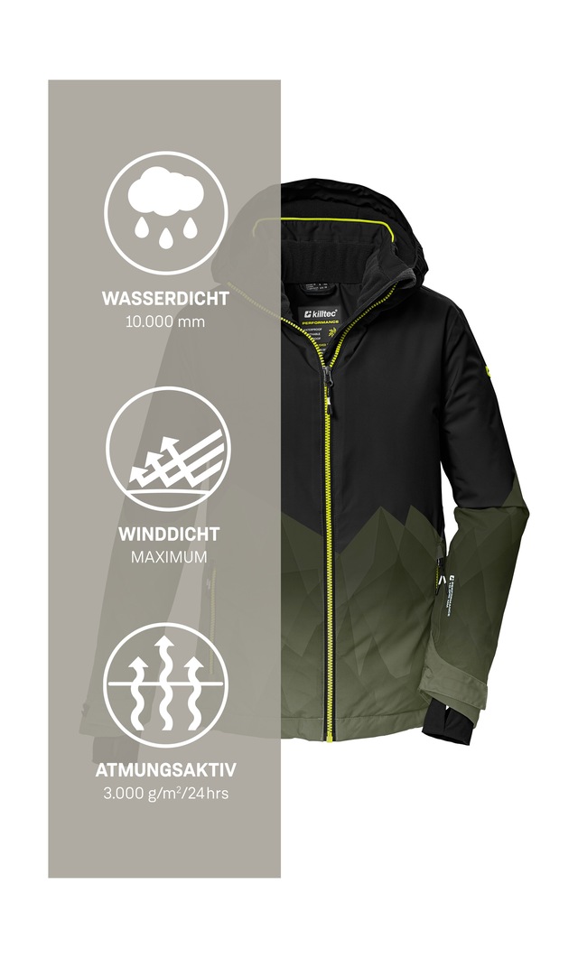 Killtec Skijacke »KSW 383 BYS SKI JCKT« Wasser- und winddichte Skijacke mit verstellbarer Kapuze